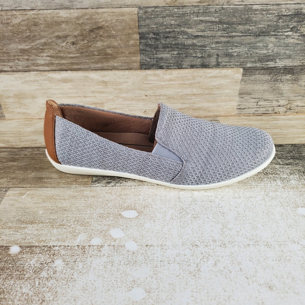 LifeStride Next Level Womens Shoes Sz 11 W Gray Mesh Slip On Moccasin Flats